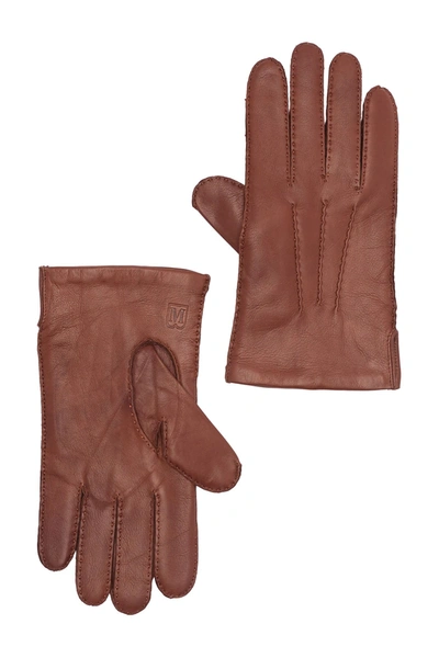 Bruno Magli Cashmere Lined Hand Stitch Leather Gloves In 230vic
