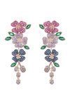 Eye Candy Los Angeles Bloom Cz Floral Drop Earrings In Multicolor