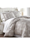 Southshore Fine Linens Ultra-soft 300 Thread-count Cotton Duvet Cover Set In Floral Taupe / Grey