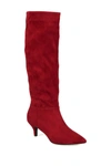 Journee Collection Vellia Womens Faux Suede Wide Calf Knee-high Boots In Wine