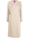 Y's Asymmetric Front Wool Coat In Brown