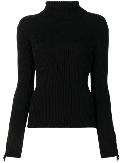 Y's Roll Neck Knitted Jumper In Black
