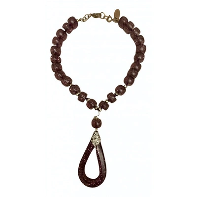 Pre-owned Borbonese Necklace In Purple