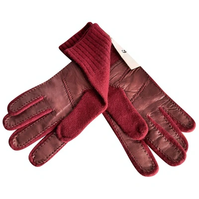 Pre-owned Cerruti 1881 Burgundy Cashmere Gloves