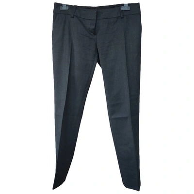 Pre-owned Elisabetta Franchi Wool Straight Pants In Anthracite