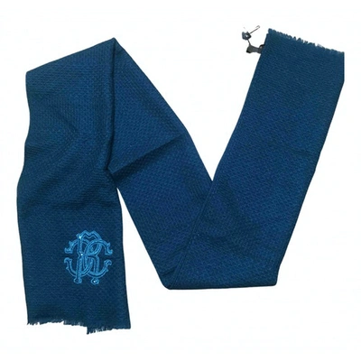 Pre-owned Roberto Cavalli Wool Scarf In Blue