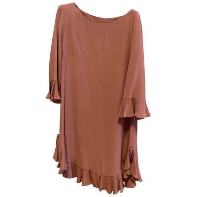 Pre-owned Erika Cavallini Silk Mini Dress In Brown