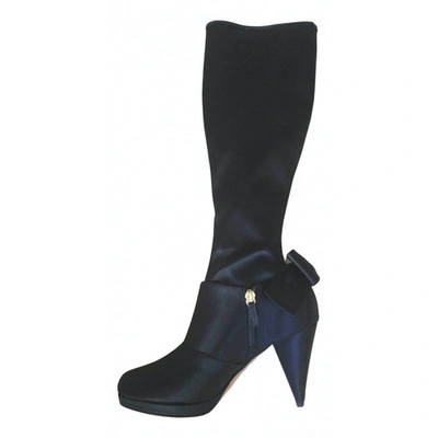 Pre-owned Moschino Cloth Boots In Black