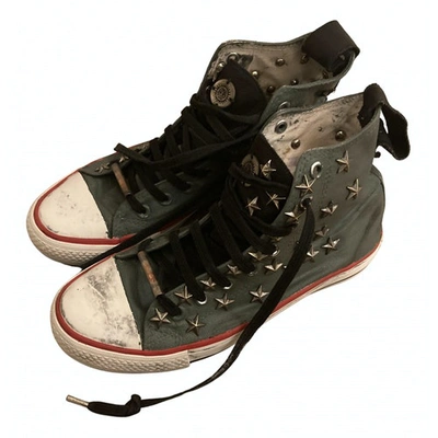 Pre-owned Black Dioniso Leather Trainers In Khaki