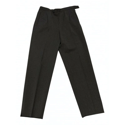 Pre-owned Alberto Biani Wool Trousers In Anthracite