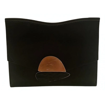 Pre-owned Proenza Schouler Curl Leather Clutch Bag In Black