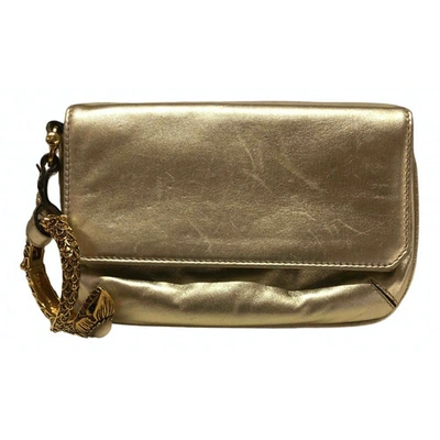 Pre-owned Roberto Cavalli Leather Clutch Bag In Gold