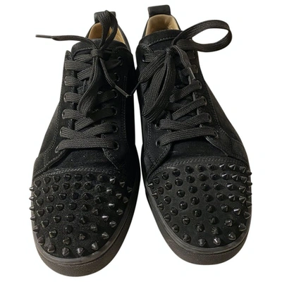 Pre-owned Christian Louboutin Louis Junior Spike Black Suede Trainers