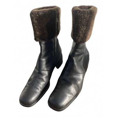 Pre-owned Ferragamo Leather Boots In Black
