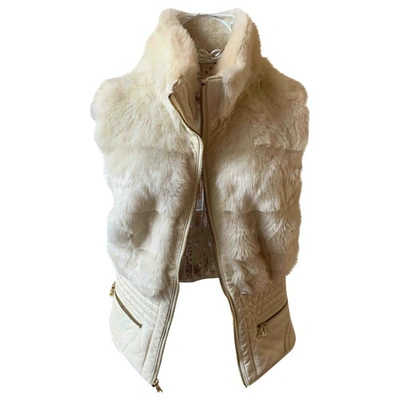 Pre-owned Guess Faux Fur Jacket In White