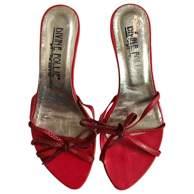 Pre-owned Divine Follie Leather Heels In Red