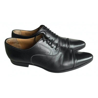 Pre-owned Santoni Leather Lace Ups In Black