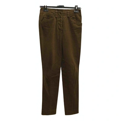 Pre-owned Dkny Straight Pants In Brown