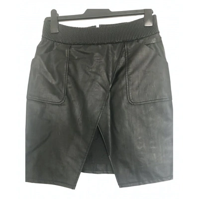 Pre-owned Karl Vegan Leather Mini Skirt In Black