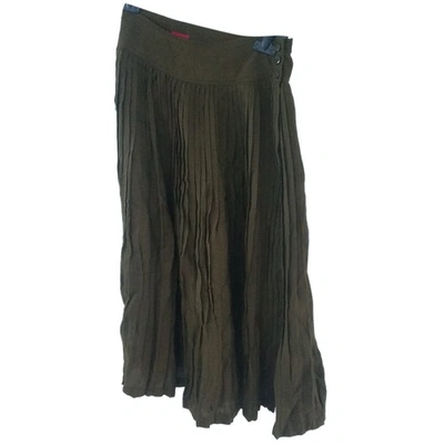 Pre-owned Kenzo Wool Maxi Skirt In Khaki