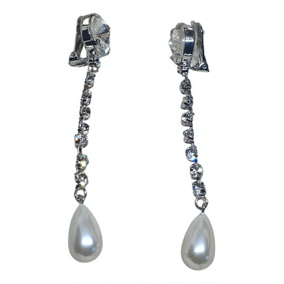 Pre-owned Miu Miu Silver Crystal Earrings