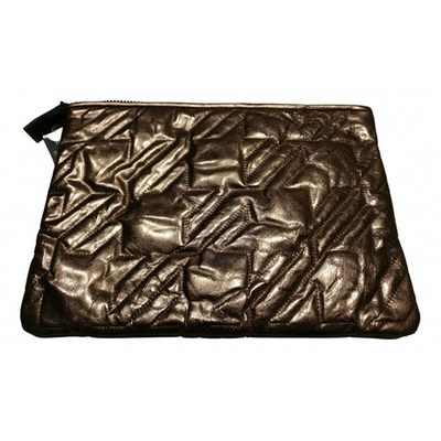 Pre-owned Maje Leather Clutch Bag In Metallic