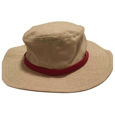 Pre-owned Prada Ecru Cotton Hat