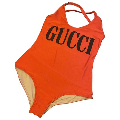 Pre-owned Gucci Red Cotton - Elasthane Swimwear