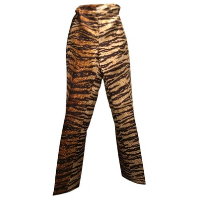 Pre-owned Dolce & Gabbana Silk Straight Pants In Brown