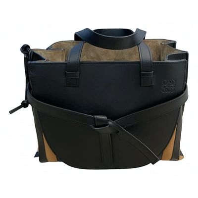 Pre-owned Loewe Gate Top Handle Black Leather Handbag