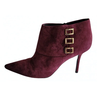 Pre-owned Roger Vivier Ankle Boots In Burgundy