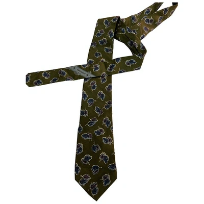 Pre-owned Valentino Garavani Silk Tie In Khaki