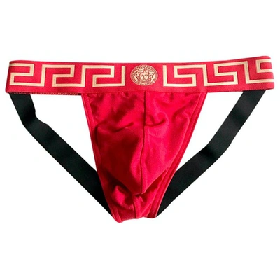 Pre-owned Versace Red Cotton - Elasthane Swimwear
