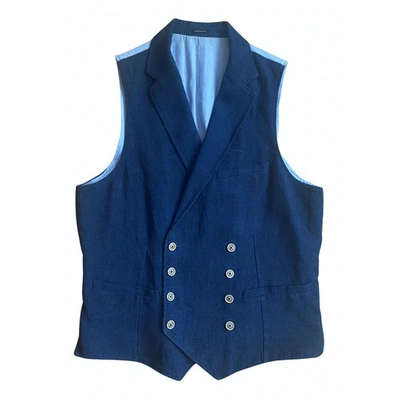 Pre-owned Massimo Dutti Linen Vest In Blue