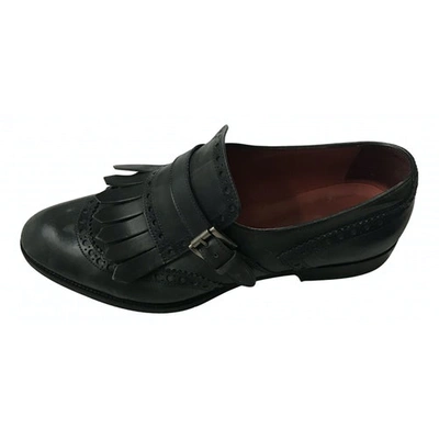 Pre-owned Santoni Leather Flats In Grey