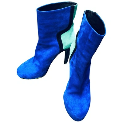 Pre-owned Pierre Hardy Leather Ankle Boots In Blue