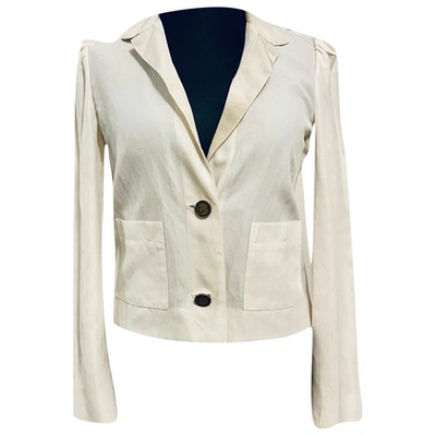 Pre-owned Lanvin Linen Suit Jacket In White