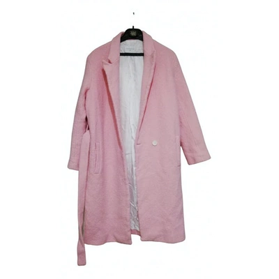 Pre-owned Sandro Wool Coat In Pink