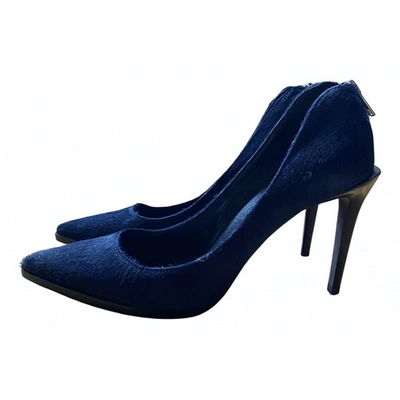 Pre-owned Helmut Lang Pony-style Calfskin Heels In Blue