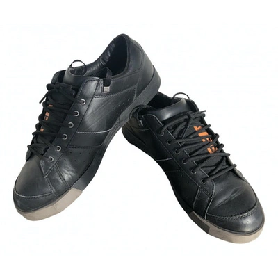 Pre-owned Feit Leather Low Trainers In Black