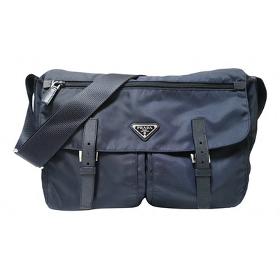 Pre-owned Prada Tessuto  Crossbody Bag In Blue