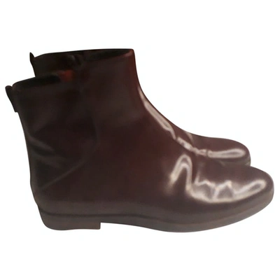 Pre-owned Agl Attilio Giusti Leombruni Leather Ankle Boots In Burgundy
