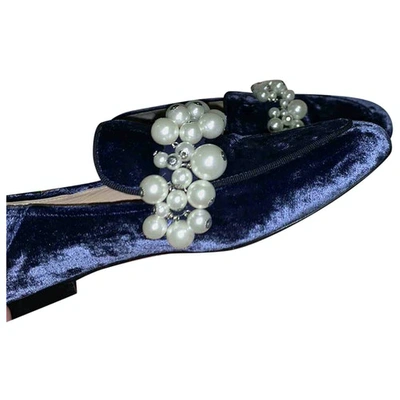 Pre-owned Louis Leeman Velvet Flats In Blue