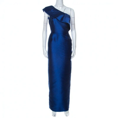 Pre-owned Monique Lhuillier Silk Dress In Blue