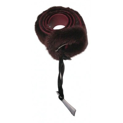 Pre-owned Moncler Leather Belt In Burgundy