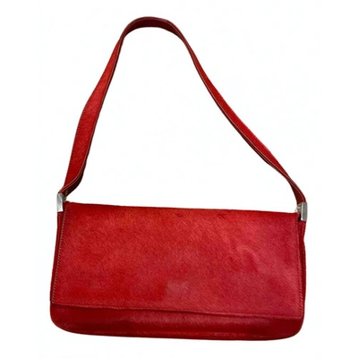 Pre-owned Sergio Rossi Pony-style Calfskin Clutch Bag In Red