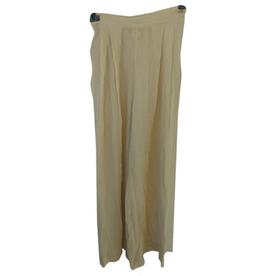 Pre-owned Callaghan Silk Large Pants In White