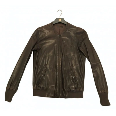 Pre-owned Diesel Black Gold Leather Jacket In Brown