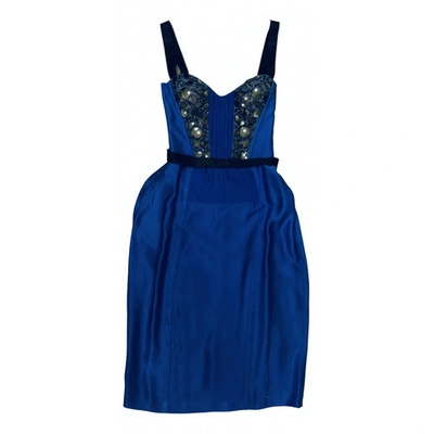 Pre-owned La Perla Silk Mid-length Dress In Blue