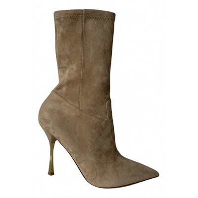 Pre-owned Valentino Garavani Ankle Boots In Beige